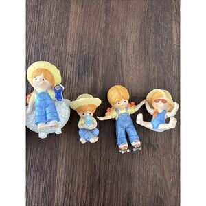 Vintage Enesco Katie Country Cousins 1981-85 Set (4) Cottage Cottagecore Y2K 80s